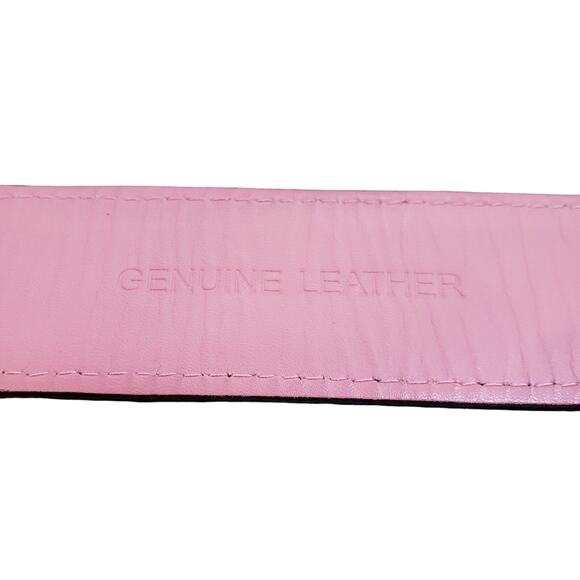 DRUH WOMEN'S Small Black w/Pink Lining CROCODILE LEATHER 1.5" BELT in VGUC - Picture 5 of 11